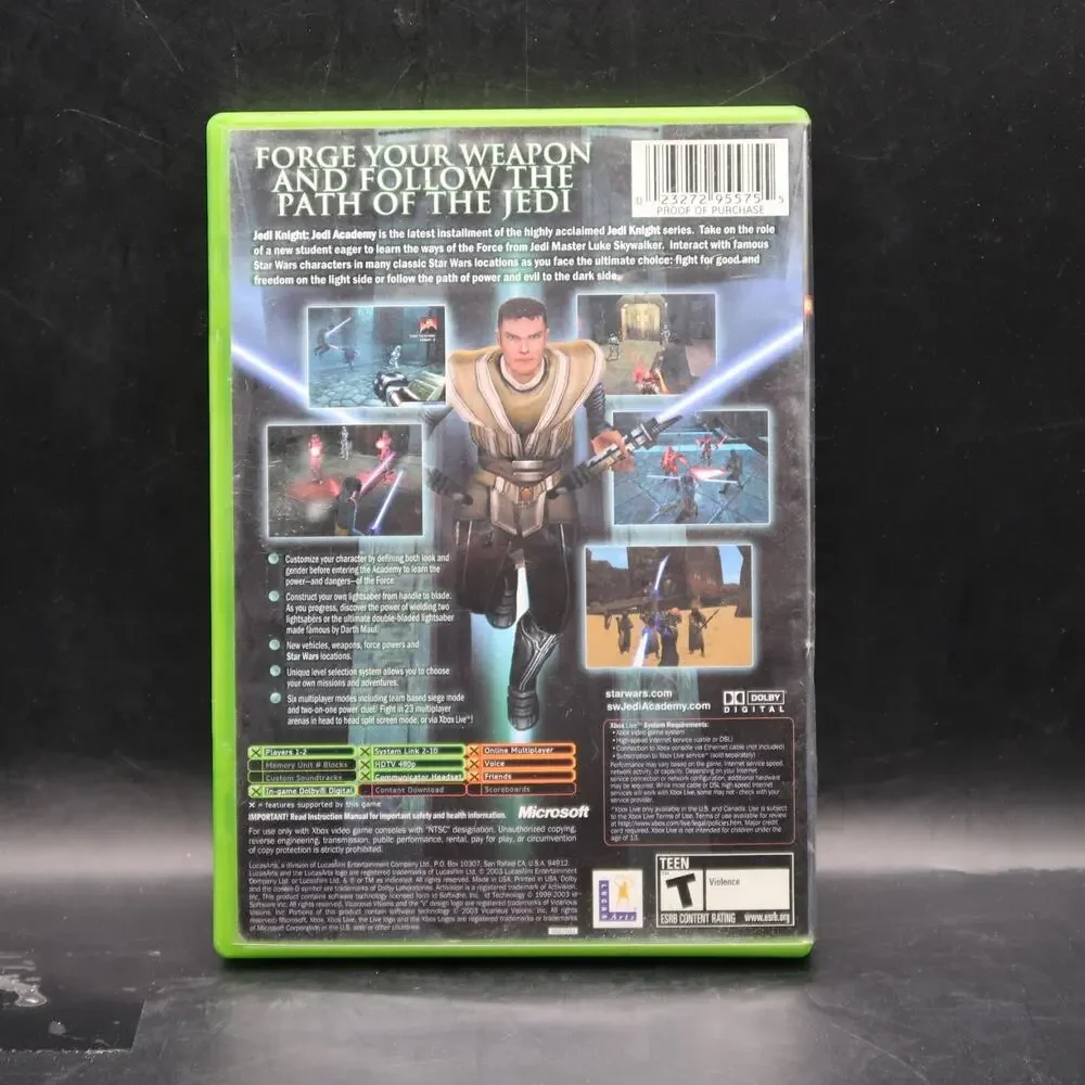Xbox Star Wars Jedi Knight Jedi Academy Game w/ Manual & Case 2003 Untested